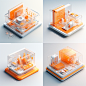 A data console icon, Transparent material, orange and white, frosted glass, Transparent technical sense, ui Design, isometric, White background, Studio Lighting, Bright Colors, 3d Art, c4d, Octane rendering, blender, Ray Tracing, pinterest, dribble, Reduc