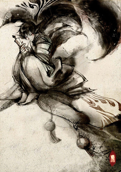 中国风水墨插画