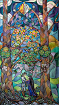 Melian and Thingol Stained glass by  Velamir.deviantart.com on @DeviantArt #StainedGlassFish