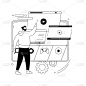SmartTV应用抽象概念矢量插图。
