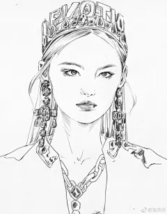 Dolce&amp;Gabbana秀场头部速写小天使@贺聪HeCong @手绘插画教程 @彩铅手绘 @手绘工场 @手绘精选 @手绘控_ @彩铅画手绘 ​​​​