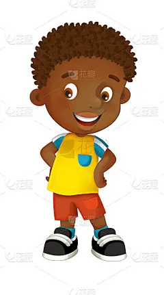 卡通场景与孩子男孩在白色的背景-插图