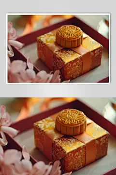 AI数字艺术中秋节送礼月饼礼盒图片