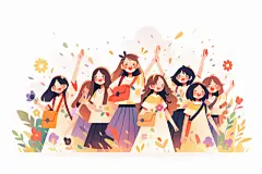 开学季扁平风插画