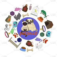 宠物商店,宠物,大群动物,可爱的,传单,玩具,食品,狗,设计