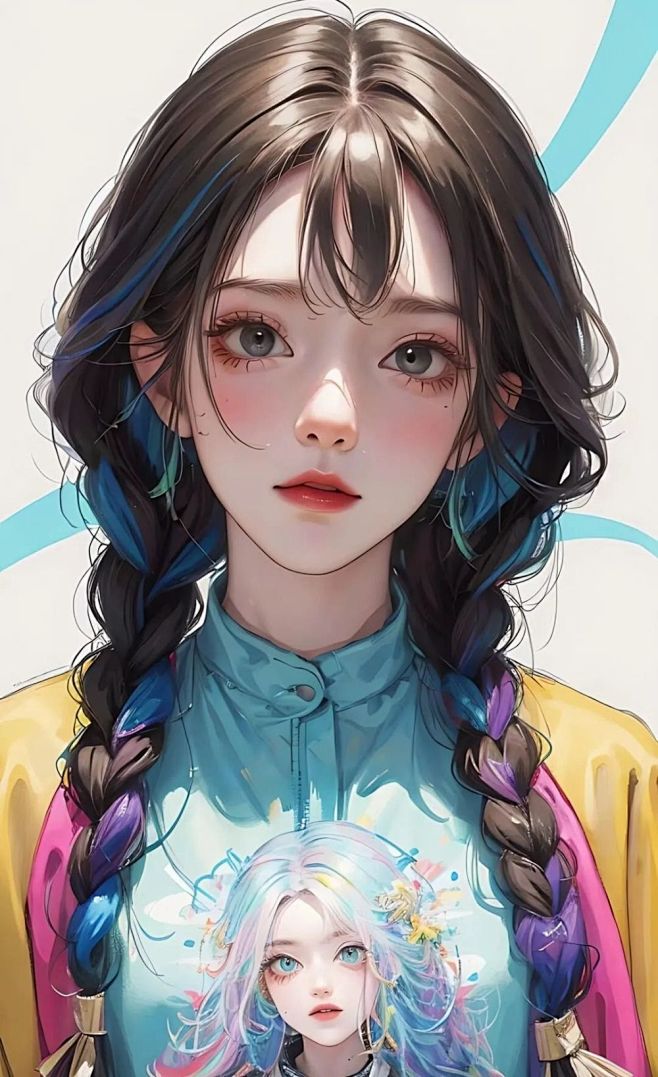 彩色女生头像｜AI绘制彩色女生头像 五颜...