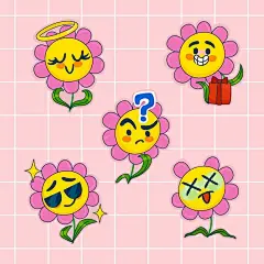 花朵向日葵表情包矢量图设计素材