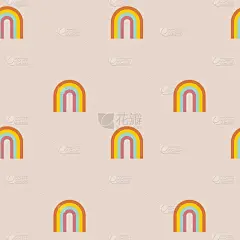 复古60 - 70年代风格与彩虹嬉皮太阳在一个简单的线性风格。天真的波西米亚风格的手，节日的色彩和音