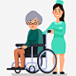 护士推着老人插画高清素材 免抠PNG 养老院 护士 护士推着老人矢量插画 社区服务 老人 轮椅 元素 免抠png 设计图片 免费下载 页面网页 平面电商 创意素材