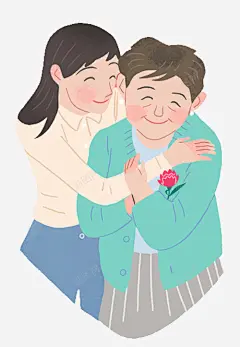 手绘可爱装饰插图母亲节拥抱妈妈 设计图片 免费下载 页面网页 平面电商 创意素材
