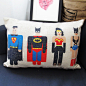 外贸宜家 长方创意超人蝙蝠侠 汽车沙发棉麻靠枕套抱枕靠垫护腰枕