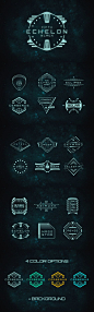 A set of 18 futuristic badges in 4 different color schemes. Also includes a…: 