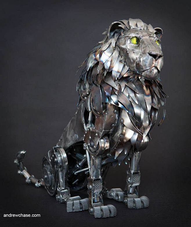 ArtStation-机械铰接的狮子雕塑...