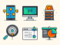 Business and app development filled outline icons Set