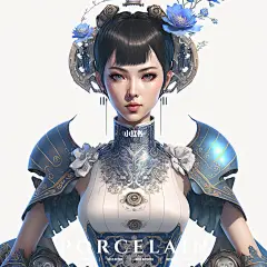 Ai创作【青花公主】 : 这次我将青花瓷与旗袍的元素结合设计，用Ai创作了来自未来东方赛博世界的【青花公主】   #画画  #AI  #AI插画  #ip形象  #青花瓷  #陶瓷  #戏曲  #京剧  #国粹京剧  #国粹