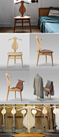 趣味与功能性在汉斯瓦格纳的作品里扮演重要角色，1953年瓦格纳、建筑师Rasmussen和设计师Bo Bojesen一起讨论"如何在睡前以最实用的方式折叠衣服的问题"，之后汉斯瓦格纳以此构思出这把经典的Valet Chair，它的椅背相当于衣帽架，座位掀起来下面是一个储物盒，座板的顶端可以挂一条裤子，并保持笔挺。