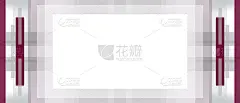 几何长方形框架，紫色，灰色条纹。对称模式的工艺设计。白复制空间。摘要背景为网页横幅，登陆页，网站，名