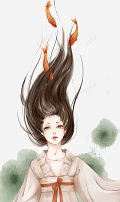 手绘女孩 创意素材