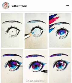 动漫人物五官比例、眼睛、及麻花辫的绘制方法（by：cassmyzu） ​（转）@手绘手账素材 ​ ​​​​
