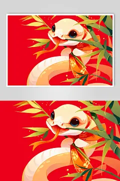 AI数字艺术国潮蛇年新年插画