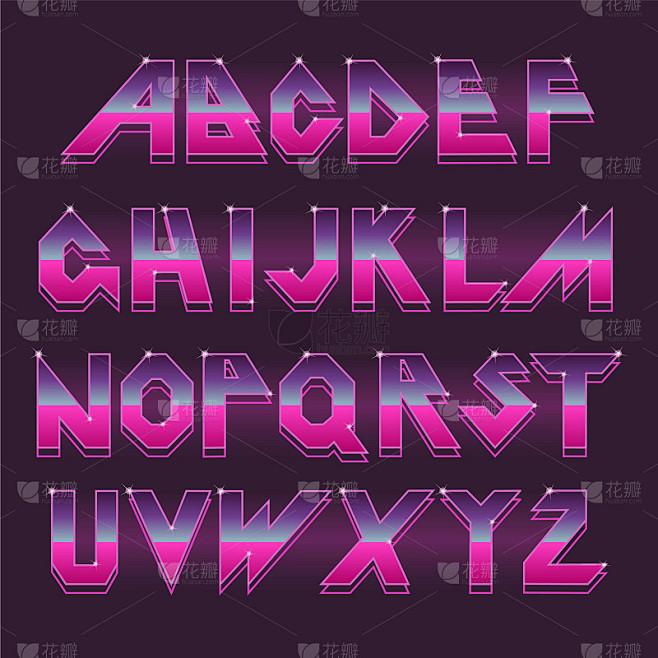 80年代复古字母表字体