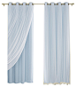 Gathered Tulle Sheer and Blackout 4-Piece Curtain Set, Baby Blue, 84" contemporary-curtains