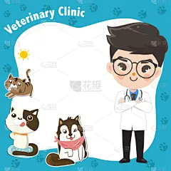 门诊部,艺术,兽医,模板,可爱的,健康保健,听诊器,狗,动物,儿童