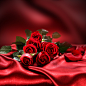 丝绸上的玫瑰花图片