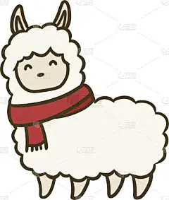 矢量,绘画插图,羊驼,热,贺卡,背景分离,十二生肖,哺乳纲,动物,户外