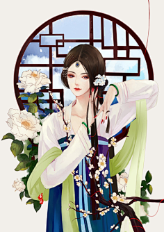 手绘古风美女图-花瓣网|陪你做生活的设计师