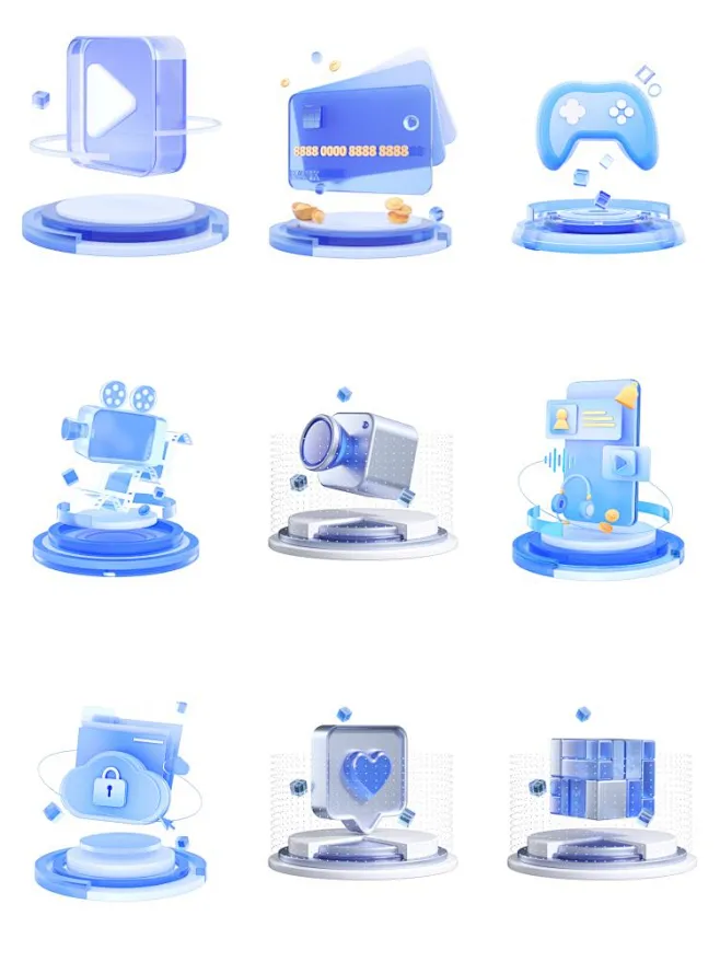 成套微软风图标科技立体可视化大屏场景icon透明免扣PNG图片素材-淘宝网-花瓣网