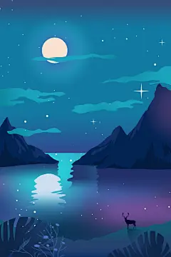 扁平风手绘风景插画模版