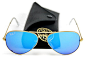Ray-Ban RB3025 112/4L 55mm Aviator Matte Gold Frame / Crystal Blue Mirror Polarized Made In Italy: 