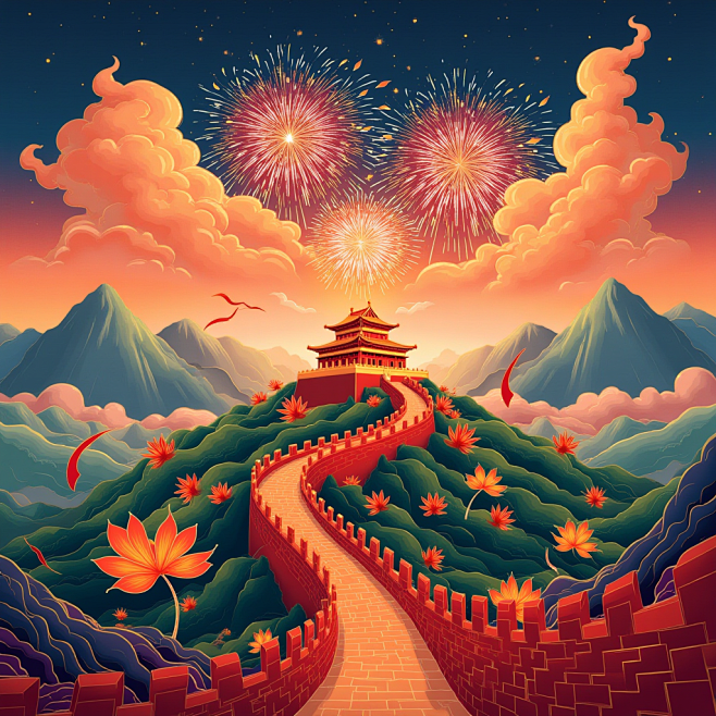 国庆插画