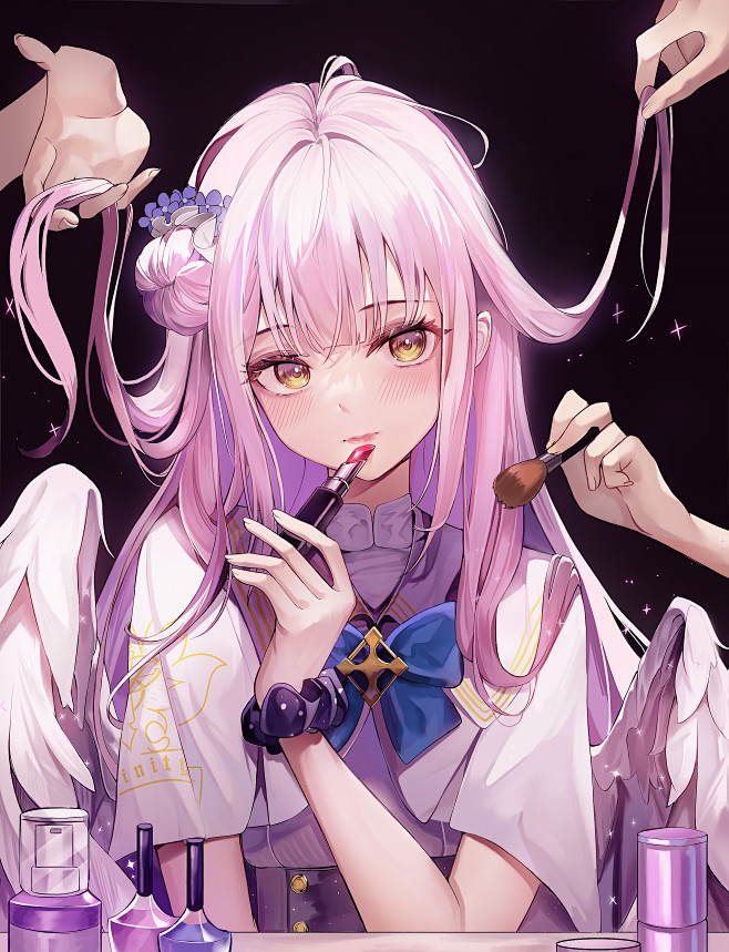 《碧蓝档案》圣园未花 动漫美少女 口红 二次元手绘 游戏同人插画