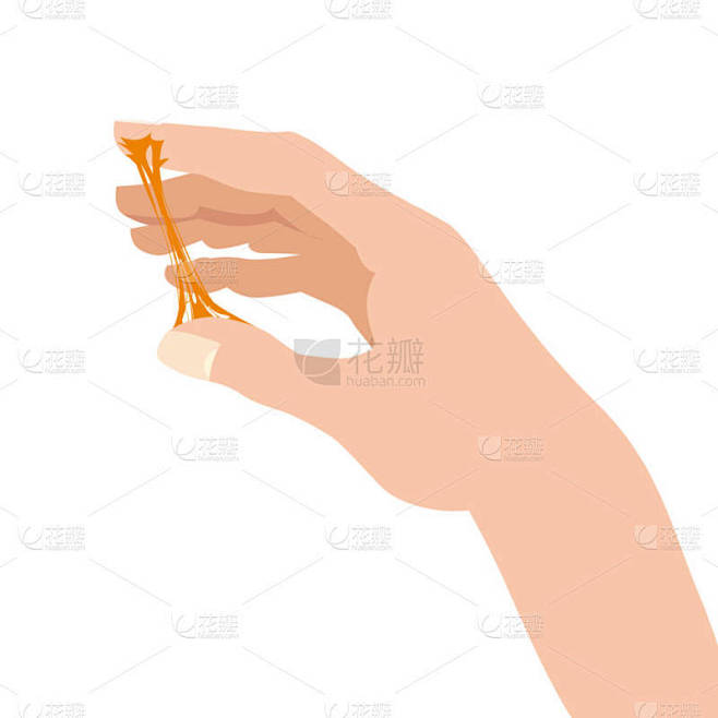 粘稠粘稠的黏液，伸出双手夹在指间，白色横幅模板。胶水果冻这种物质是粘性的、张力的、弹性的。普及儿童感