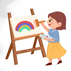 简笔画彩虹水彩美术书法绘画人物插画