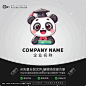 卡通动物毕业季熊猫LOGO
