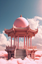 AI数字艺术手绘中国风粉色情人节模型场景-众图网