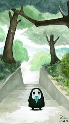 ((˃̶〰ॢ˂̶๑ )分享一套萌到爆的无脸男壁纸：周末了，要来一杯吗？byRol ​​​​