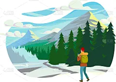 厚衣服,平坦的,青年男人,背包,旅途,运动,雪,设备用品,休闲