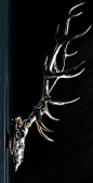vanitas composition death time clock design sculpture bronze metal artwork art stag animal