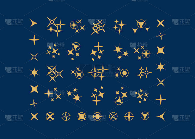 闪光图标集。星的元素。闪耀的灯光向量