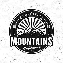 证章,圆形,山,黑色,野生动物,童子军协会,公园,探险,休闲,复古