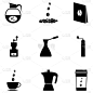 咖啡,图标集,白色,饮料,热,杯,茶碟,锅,图像,卡布奇诺咖啡