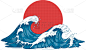 海洋,巨大的,波浪,日本,狂怒的,装饰品,艺术,地形,夏天
