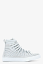 DAMIR DOMA Pale grey leather strap Falco high-top sneakers