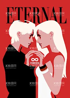 AI矢量扁平风卡通手绘插画情侣  - 源文件下载【酷图网】AI,矢量,扁平风,卡通,手绘,插画,情侣,永恒,
