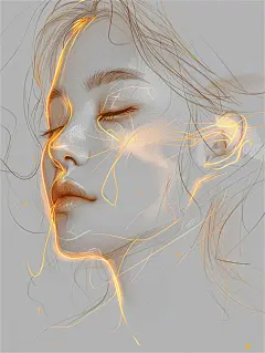 数字艺术创意灵感素描画人物线条画铅笔画