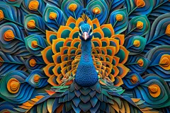 现代唯美浮雕中式立体孔雀浮雕